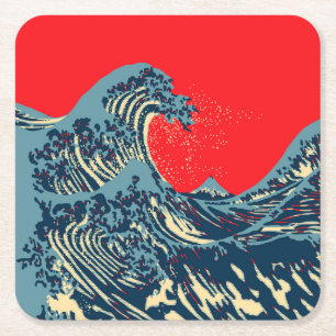 De Great Hokusai Wave in Colorful Style Kartonnen Onderzetters