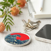 De Great Hokusai Wave in Colorful Style Sleutelhanger (Zijkant)
