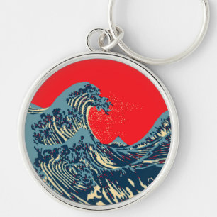 De Great Hokusai Wave in Colorful Style Sleutelhanger