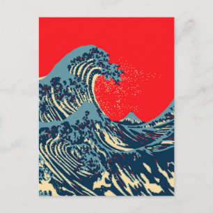 De Great Hokusai Wave in Hope Art Style Briefkaart