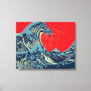 De Great Hokusai Wave in Hope Art Style Canvas Afdruk