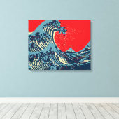 De Great Hokusai Wave in Hope Art Style Canvas Afdruk (Insitu (Houten vloer))