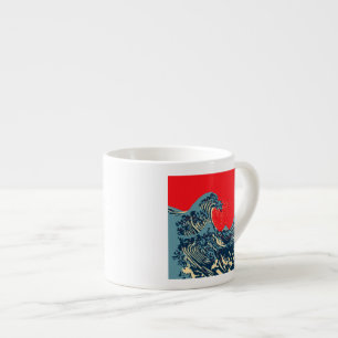 De Great Hokusai Wave in Hope Art Style Espresso Kop