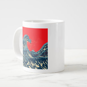 De Great Hokusai Wave in Hope Art Style Grote Koffiekop