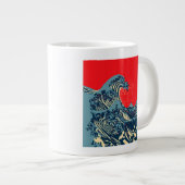 De Great Hokusai Wave in Hope Art Style Grote Koffiekop (Voorkant rechts)