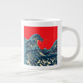 De Great Hokusai Wave in Hope Art Style Grote Koffiekop (Rechts)