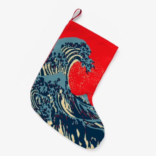 De Great Hokusai Wave in Hope Art Style Kleine Kerstsok (Voorkant (Hangend))