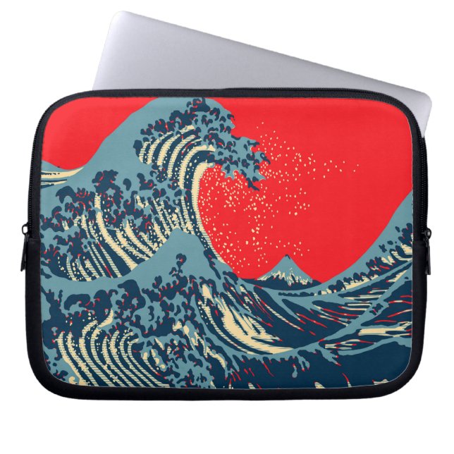 De Great Hokusai Wave in Hope Art Style Laptop Sleeve (Voorkant)