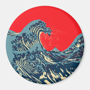De Great Hokusai Wave in Hope Art Style Magneet