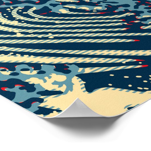 De Great Hokusai Wave in Hope Art Style Poster (Hoek)