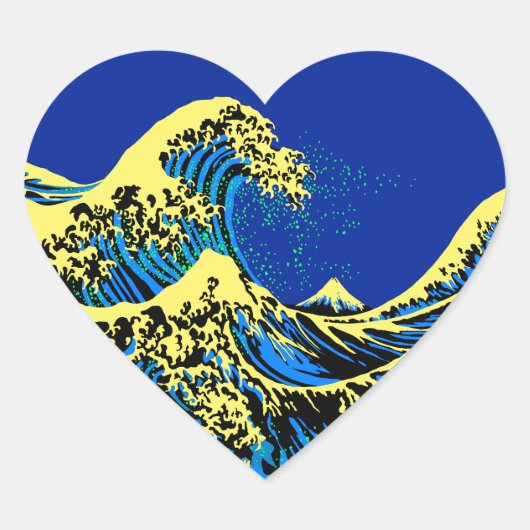 De Great Hokusai Wave in Pop Art Style Accent Hart Sticker (Voorkant)