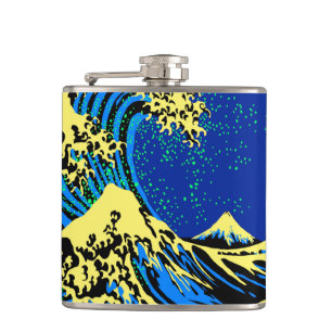 De Great Hokusai Wave in Pop Art Style Accent Heupfles