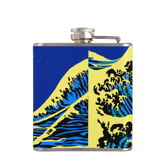 De Great Hokusai Wave in Pop Art Style Accent Heupfles (Achterkant)