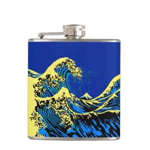 De Great Hokusai Wave in Pop Art Style Accent Heupfles