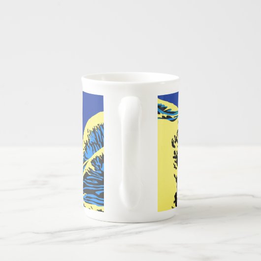 De Great Hokusai Wave in Pop Art Style Accent Porselein Kop (Achterkant)