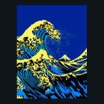 De Great Hokusai Wave in Pop Art Style Accent Poster<br><div class="desc">Een aangepast ontwerp geïnspireerd door de Grote Golf van Kanagawa geschilderd door de oude Japanse kunstenaar Hokusai. Het wordt gemaakt in een levendige blauwe pop kunststijl. Klinkt goed, een geweldig cadeauidee. Gebruik de verbinding "Vraag deze Ontwerper"om ons met uw speciale ontwerpverzoeken of voor wat hulp met om het even welke...</div>
