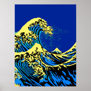 De Great Hokusai Wave in Pop Art Style Accent Poster
