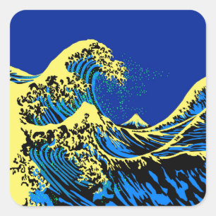 De Great Hokusai Wave in Pop Art Style Decor Vierkante Sticker