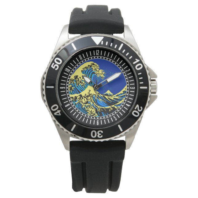 De Great Hokusai Wave in Pop Art Style Dial Horloge (Voorkant)