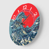 De Great Hokusai Wave in Pop Art Style Dial op een Grote Klok (Hoek)