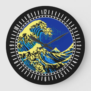 De Great Hokusai Wave in Pop Art Style Dial op Grote Klok