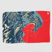 De Great Hokusai Wave in Vibrant Pop Style Golfhanddoek (Horizontaal)