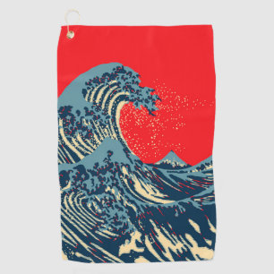 De Great Hokusai Wave in Vibrant Pop Style Golfhanddoek