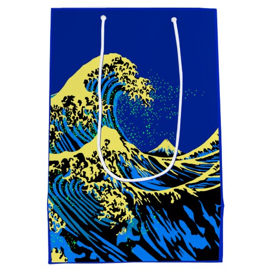 De Great Hokusai Wave in Vibrant Pop Style Medium Cadeauzakje (Achterkant)