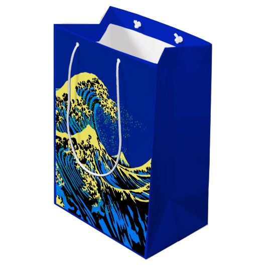 De Great Hokusai Wave in Vibrant Pop Style Medium Cadeauzakje (Achterkant Gekanteld)
