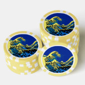 De Great Hokusai Wave in Vibrant Pop Style Pokerchips (Opstapeling)