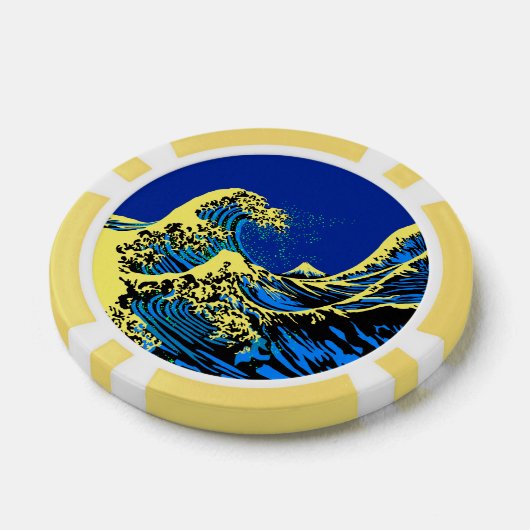 De Great Hokusai Wave in Vibrant Pop Style Pokerchips (Enkel)