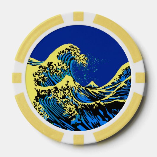 De Great Hokusai Wave in Vibrant Pop Style Pokerchips (Voorkant)