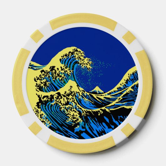 De Great Hokusai Wave in Vibrant Pop Style Pokerchips (Achterkant)