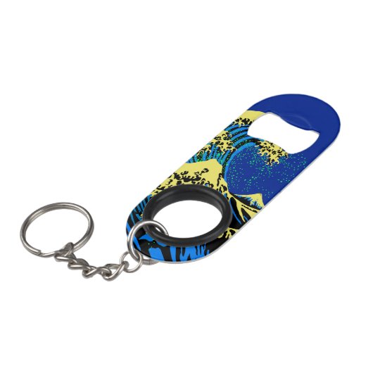 De Great Hokusai Wave in Vibrant Pop Style Sleutelhanger Flessenopener (Voorkant Gekanteld)