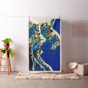 De Great Hokusai Wave in Vibrant Pop Style Stof