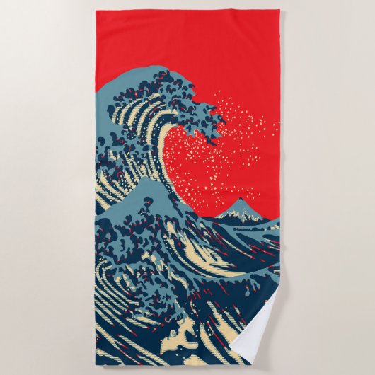 De Great Hokusai Wave in Vibrant Pop Style Strandlaken (Voorkant)