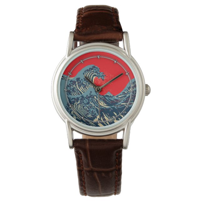 De Great Hokusai Wave in Vibrant Style Horloge (Voorkant)