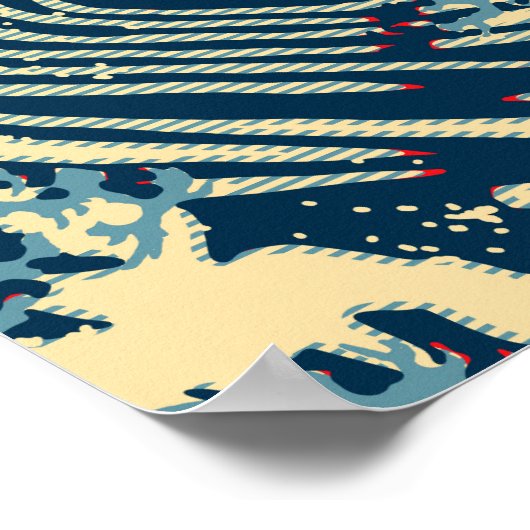 De Great Hokusai Wave in Vibrant Style Poster (Hoek)