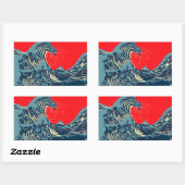 De Great Hokusai Wave in Vibrant Style Rechthoekige Sticker (Vel)