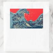 De Great Hokusai Wave in Vibrant Style Rechthoekige Sticker (Tas)