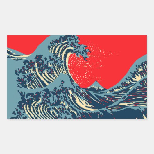 De Great Hokusai Wave in Vibrant Style Rechthoekige Sticker (Voorkant)