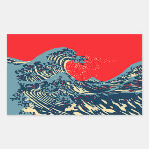 De Great Hokusai Wave in Vibrant Style Rechthoekige Sticker
