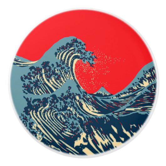 De Great Hokusai Wave Pop Decor Keramische Knop (Voorkant)