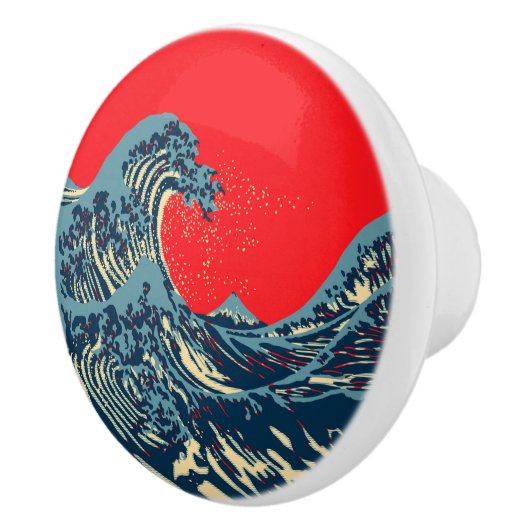 De Great Hokusai Wave Pop Decor Keramische Knop (Rechts)
