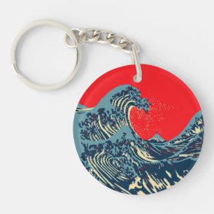 De Great Hokusai Wave Pop Decor Sleutelhanger