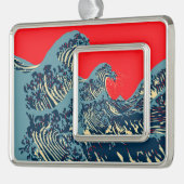 De Great Hokusai Wave Pop Decor Verzilverd Omlijst Ornament (Links)