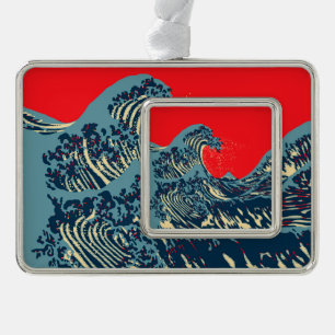 De Great Hokusai Wave Pop Decor Verzilverd Omlijst Ornament