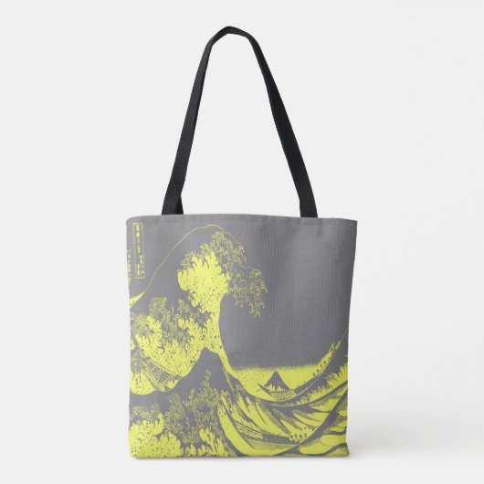 De Great Wave Canvas tas Geel & Grijs (Achterkant)