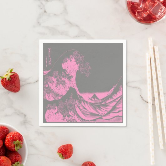 De Great Wave Paper servetten roze & grijs (Insitu)