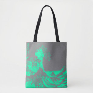 De Great Wave Seafoam Green & Grey Canvas tas